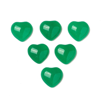 Natural Malaysia Jade Cabochons, Dyed, Flat Back Heart, 9~9.5x10x3.5~4mm