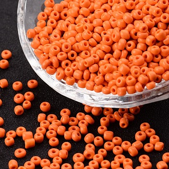 Glass Seed Beads, Opaque Colours Seed, Small Craft Beads for DIY Jewelry Making, Round, Dark Orange, 3mm, Hole:1mm, about 10000pcs/pound