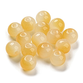 Two Tone Spray Painting Glass Beads, Imitation Jade Glass, Round, Gold, 10mm, Hole: 1.8mm, 200pcs/bag