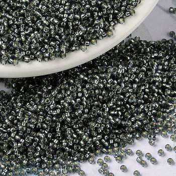 MIYUKI Round Rocailles Beads, Japanese Seed Beads, 15/0, (RR21) Silverlined Gray, 15/0, 1.5mm, Hole: 0.7mm, about 27777pcs/50g