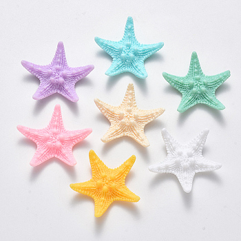 Resin Cabochons, Starfish/Sea Stars, Mixed Color, 37~38x39~41x9mm
