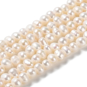 Natural Cultured Freshwater Pearl Beads Strands, Potato, Grade 2A+, PapayaWhip, 5.5~6.5x4.8~5.2mm, Hole: 0.6mm, about 68pcs/strand, 13.70~13.78 inch(34.8~35cm)