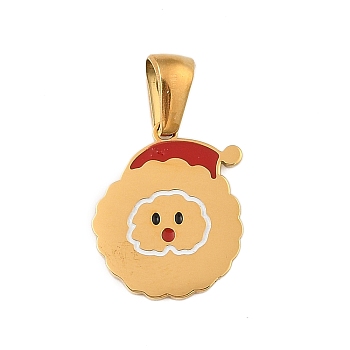 Christmas Theme 304 Stainless Steel Pendants, with Enamel, Golden, Santa Claus Letter Charm, Letter O, 16x13.5x1.5mm, Hole: 6x3mm