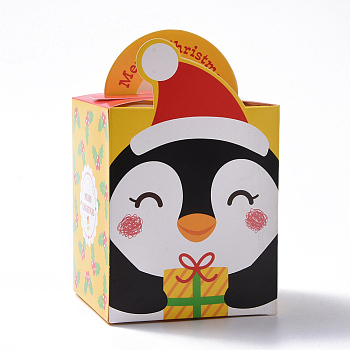 Christmas Theme Candy Gift Boxes, Packaging Boxes, For Xmas Presents Sweets Christmas Festival Party, Penguin Pattern, Colorful, 10.2x8.3x8.2cm