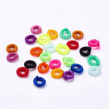 Polyester Weave Beads, Ring, Mixed Color, 6x2mm, Hole: 3mm, about 200pcs/bag