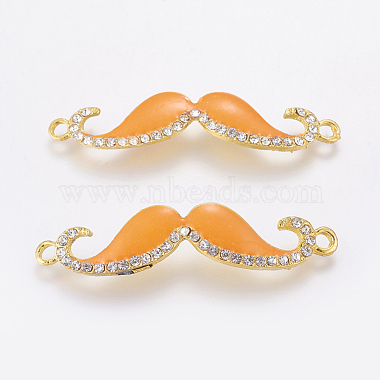 Golden Orange Mustache Alloy + Enamel Links