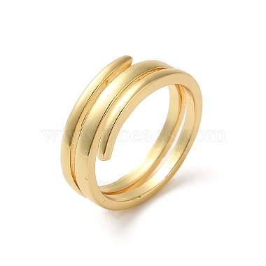 anillo doble de envoltura de alambre de latón chapado en rack para mujer(KK-O142-06G)-3
