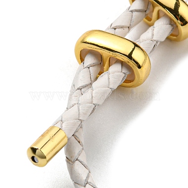 bracelet à maillons colonne en laiton avec cordons en cuir(BJEW-G675-05G-07)-3