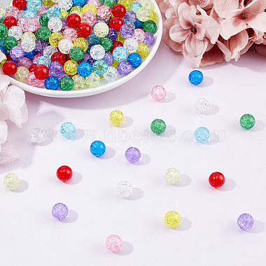 PandaHall Elite 270Pcs 9 Colors Transparent Crackle Glass Round Beads(CCG-PH0001-04)-2