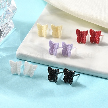 Mixed Color Butterfly Zirconia Ceramic Stud Earrings