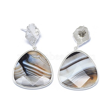 Natural Stripe Agate Dangle Stud Earrings(EJEW-L228-06S)-2