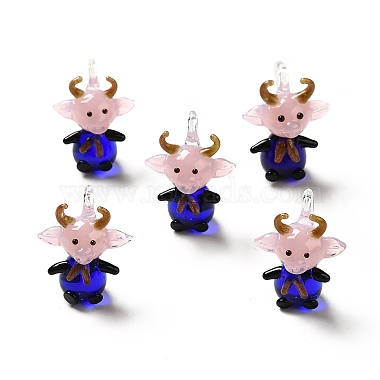 Medium Blue Cattle Lampwork Pendants