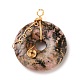 Donut/Pi Disc Natural Gemstone Pendants(PALLOY-JF00508)-2
