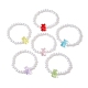 6Pcs 6 Color Acrylic Bear & Imitation Pearl Beaded Stretch Bracelets Set for Children(BJEW-JB10047)-1