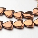 Electroplate Non-magnetic Synthetic Hematite Bead Strands, Heart, Copper Plated, 10x10x3mm, Hole: 1mm, about 44pcs/strand, 15.7 inch(G-F300-22C-08)