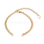 Two-Layer 304 Stainless Steel Curb Chain & Brass Cable Chain Bracelet Making, with 304 Stainless Steel Curb Chain Extender and Jump Rings, Golden, 5-7/8 inch(15cm)(AJEW-JB00923)