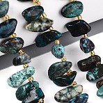 Natural Chrysocolla Beads Strands, Nuggets, Top Drilled, Tumbled Stone, with Seed Beads, 9.5~25x4~11.5x3.5~8mm, Hole: 0.8~1mm, about 42~61pcs/strand, 14.96~16.14''(38~41cm)(G-Z091-A46)