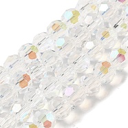 Electroplate Transparent Glass Beads Strands, Faceted, Round, Rainbow Plated, Clear AB, 6mm, Hole: 1mm, about 98~100pcs/strand, 20.39~20.59 inch(51.8~52.3cm)(EGLA-A035-T6mm-L19)