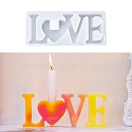 Word LOVE DIY Candle Holder Silicone Molds, Candlestick Molds, Resin Plaster Cement Casting Molds, White, 78x181x31mm, Hole: 22mm, Inner Diameter: 70x174mm(SIL-F008-02C)