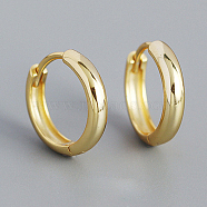 Plain 925 Sterling Hoop Earrings, Ring, Golden, 3mm, Inner Diameter: 6mm(MU8410-09)