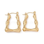 304 Stainless Steel Bamboo Trapezoid Hoop Earrings for Women, Golden, 25x17.5x3.8mm, Pin: 0.7mm(EJEW-B018-06G)