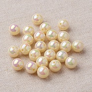 Eco-Friendly Poly Styrene Acrylic Beads, AB Color Plated, Round, Lemon Chiffon, 10mm, Hole: 2mm, about 980pcs/500g(PL426-13)