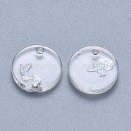 Cellulose Acetate(Resin) Charms, with Foil, Flat Round, Silver, 13.5x2~3.5mm, Hole: 1.5mm(KY-S161-017B)