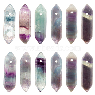 Natural Amethyst Double Terminal Pointed Pendants, Faceted Bullet Charm, 30~35x8~9x8~9mm, Hole: 1.4mm, 12pcs/box(G-OC0004-05A)