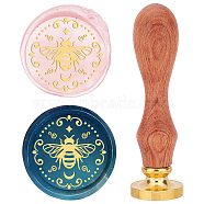 Brass Wax Seal Stamp with Rosewood Handle, for DIY Scrapbooking, Bees Pattern, 25mm(AJEW-WH0412-0008)