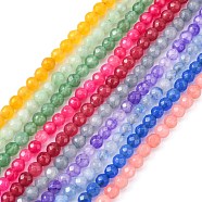 Natural White Jade Beads Strands, Dyed, Faceted, Round, Mixed Color, 4mm, Hole: 1mm, about 84pcs/strand, 14.4 inch(G-G620-4mm-M)