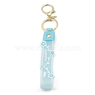 Flower PVC Rope Keychains, with Zinc Alloy Finding, for Bag Quicksand Bottle Pendant Decoration, Light Blue, 17.5cm(KEYC-B015-01LG-04)