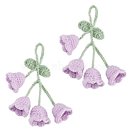 2Pcs Crochet Lily of The Valley Polyester Car Hanging Pendant, for Auto Rear View Mirror and Car Interior Hanging Accessories, Lilac, 188mm(HJEW-FG0001-14C)
