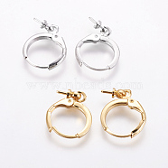 Brass Huggie Hoop Earring Findings, For Half Drilled Beads, Mixed Color, 20mm, Pin: 0.9mm(KK-L177-37)