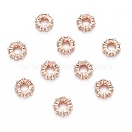 Brass Cubic Zirconia European Beads, Rondelle, Rose Gold, 8x3mm, Hole: 4mm(ZIRC-F001-101RG)