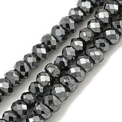 Non-magnetic Synthetic Hematite Beads Strands, Faceted, Rondelle, 3x2mm, Hole: 1mm, about 192pcs/strand, 15.63''(39.7cm)(G-I365-14)