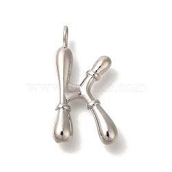 Rack Plating Brass Pendants, Cadmium Free & Lead Free, Letter A~Z Charms, Letter K, 24.5x13x4mm, Hole, 2mm(KK-I722-08P-K)