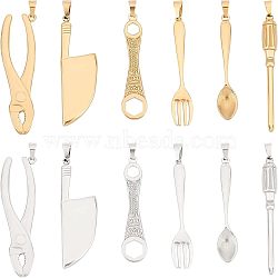 Unicraftale 304 Stainless Steel Big Pendants, Mixed Shapes, Golden & Stainless Steel Color, 12pcs/box(STAS-UN0022-27)