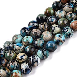 Natural Imperial Jasper Beads Strands, Dyed, Round, Steel Blue, 8~8.5mm, Hole: 1mm, about 46~51pcs/strand, 15.35~15.75 inch(39~40cm)(G-N342-63D)