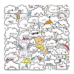 50Pcs PVC Self-Adhesive Cartoon Cloud Stickers, Waterproof Cute Cloud Decals for Party Decorative Presents, Art Craft, White, 40~75mm(WG18599-01)