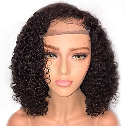 Short Curly Bob Wigs, Lace Front Wig for Black Women, Synthetic Wigs, Heat Resistant High Temperature Fiber, Black, 14 inch(OHAR-L010-042)