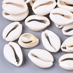Natural Cowrie Shell Beads, No Hole/Undrilled, Creamy White, 20~28x15~20x8~9mm(X-SSHEL-N034-34)