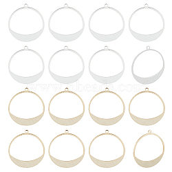 16Pcs 2 Colors Brass Pendants, Cadmium Free & Lead Free, Ring Charm, Mixed Color, 30.5x28x0.5mm, Hole: 1.6mm, 8pcs/color(KK-BC0011-21)