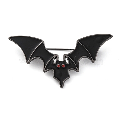 Halloween Zinc Alloy Brooches, Black Enamel Pins for Clothes Backpack, Gunmetal, Bat, 26.5x56mm(JEWB-I033-01B)