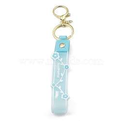 Flower PVC Rope Keychains, with Zinc Alloy Finding, for Bag Quicksand Bottle Pendant Decoration, Light Blue, 17.5cm(KEYC-B015-01LG-04)