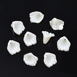 ABS Plastic Imitation Pearl Flower Bead Caps, Apetalous, Creamy White, 12.5x12x9.5mm, Hole: 1.5mm(KY-T023-037)