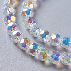 Glass Imitation Austrian Crystal Beads, Faceted(32 Facets) Round, Clear AB, 8x7mm, Hole: 1.4mm(GLAA-F108-09)