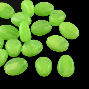 Oval Imitation Gemstone Acrylic Beads, Lawn Green, 18x13x9.5mm, Hole: 2mm, about 310pcs/500g