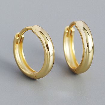 Plain 925 Sterling Hoop Earrings, Ring, Golden, 3mm, Inner Diameter: 6mm
