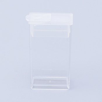 Plastic Bead Containers, Flip Top Bead Storage, For Seed Beads Storage Box, Rectangle, Clear, 5x2.7x1.2cm, Hole: 0.9x1cm, Capacity: 10ml(0.34 fl. oz)