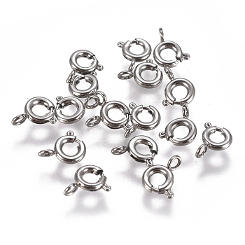304 Stainless Steel Spring Ring Clasps, Stainless Steel Color, 5x1.5mm, Hole: 1.5mm